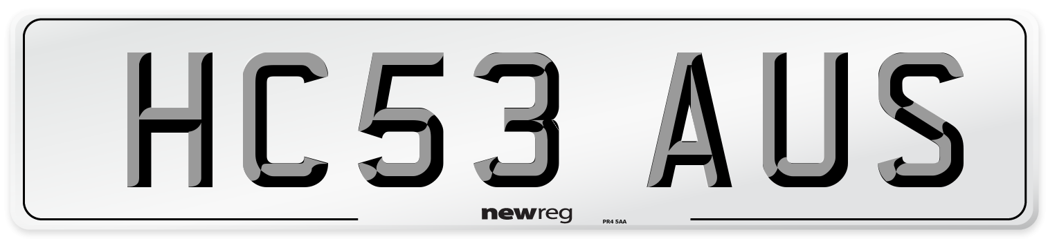 HC53 AUS Number Plate from New Reg